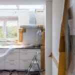 New kitchen being planned with modern cabinets and island