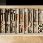 Open kitchen drawer with smooth full-extension runners