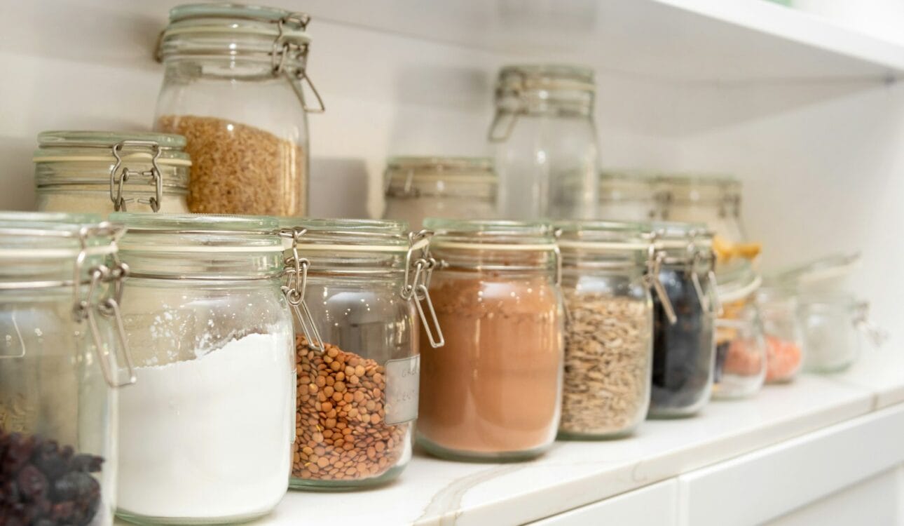 Organised kitchen pantry and storage cabinets