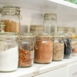 Organised kitchen pantry and storage cabinets